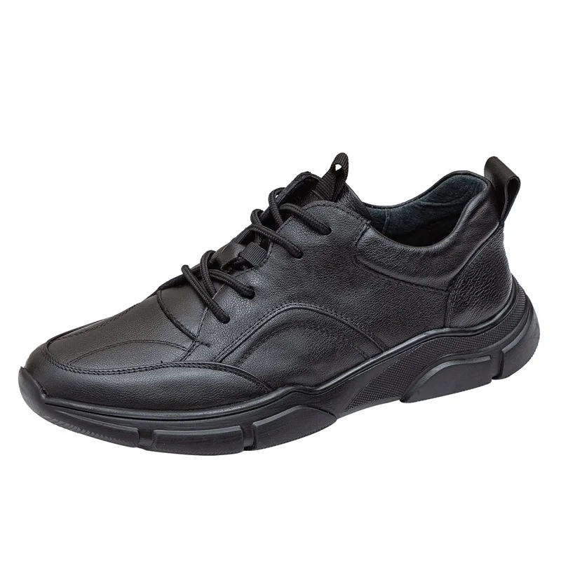 a058 New Cow Genuine Leather Fashion Men\'s Sneakers Male Casual Leather Sport Shoes Leisure Man Footwear Soft Sole Men Shoes