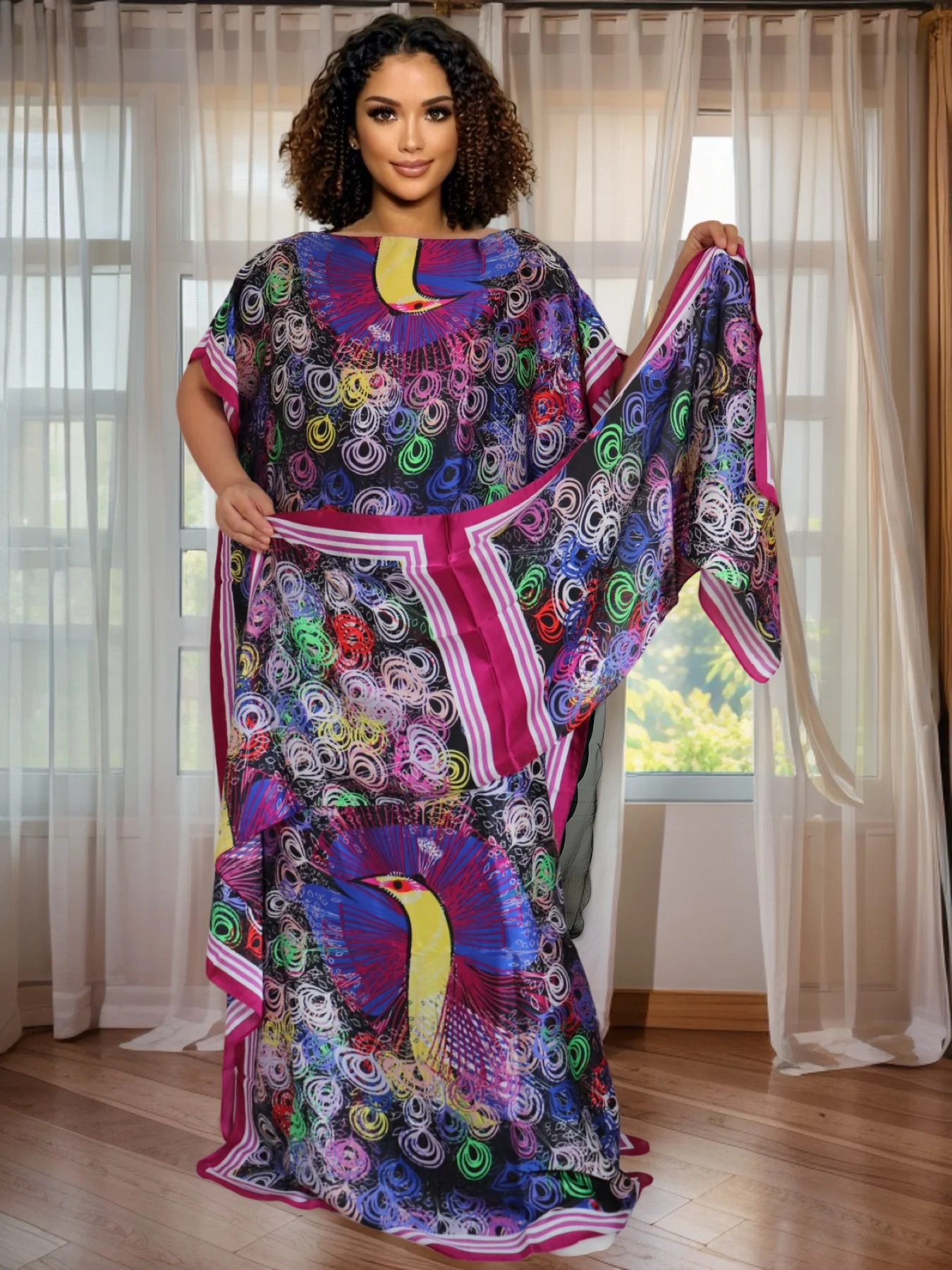 ボヘミアンシックな花柄サンドレスマキシドレス - レディースルーズフィットビーチドレス結婚式のゲスト衣装