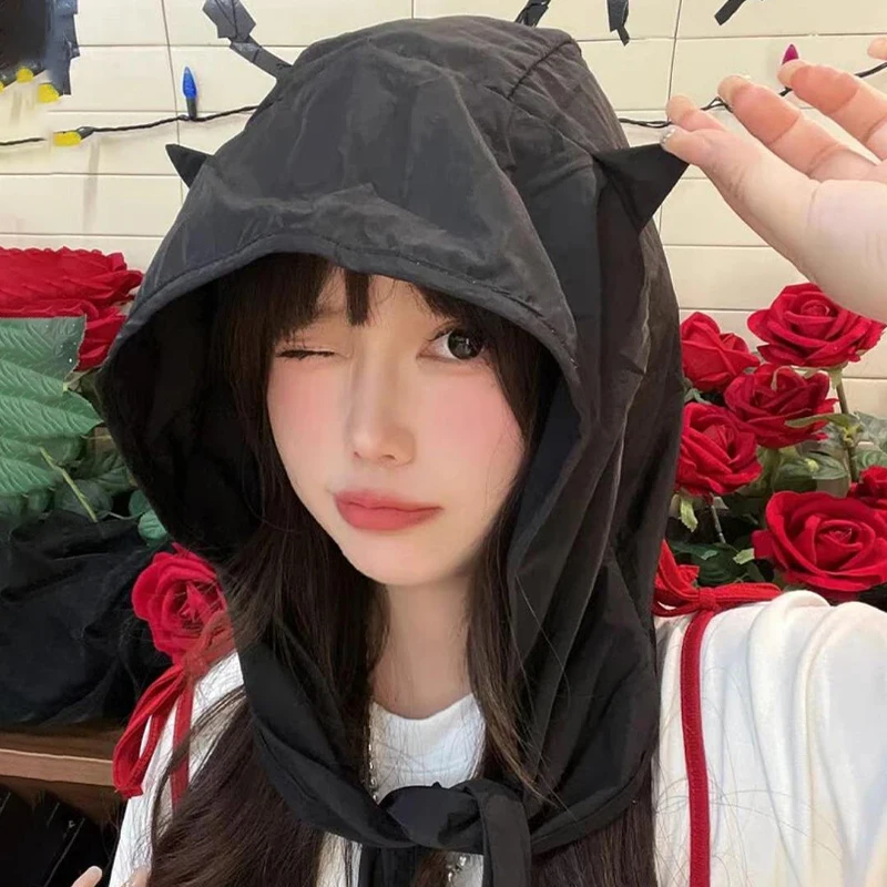 

Spring And Summer Imp Sun Hat Quick-drying Sunscreen Strapped Cat Ears Hat Thin Section Ear Protection Turban Hat Fisherman Hat