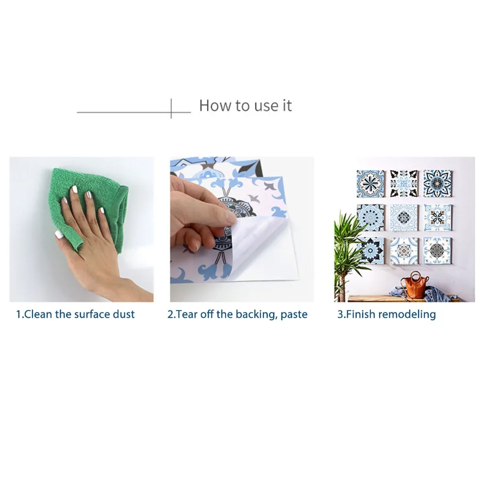 24Pcs Exquisite PVC Tile Stickers 15x15cm Self Adhesive Decorative Tile Stickers Floral Pattern Oil Proof Tile Sticker Schools,