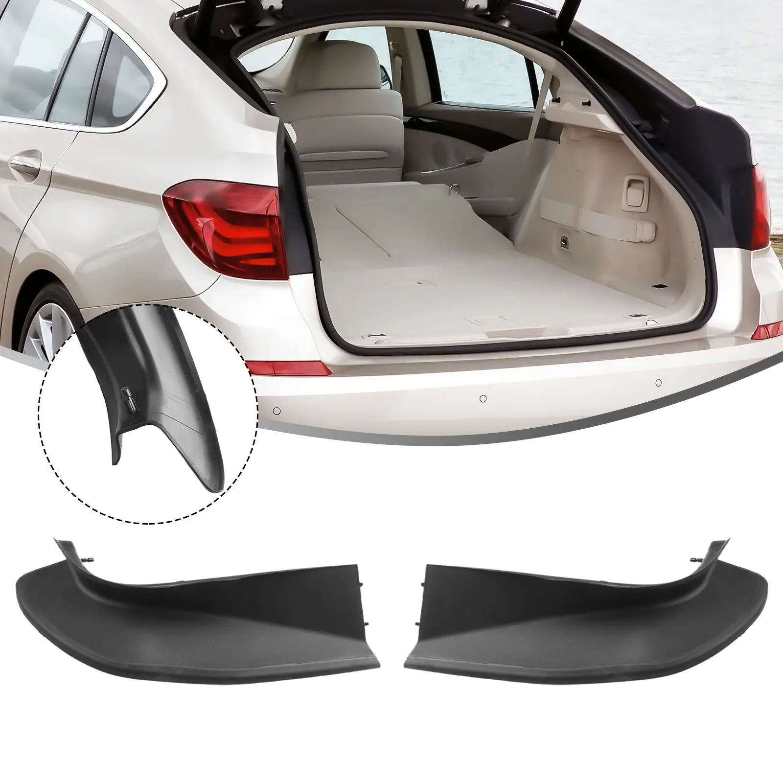 

Rear Pair Rear Trunk Rail Drip Trims 51497453355 51497453356 Black Car Accessories Pair Plug-and-play Replacement