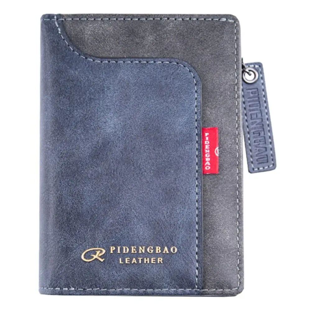 

Classic Men's Short Wallet RFID Pu Leather Credit Card Holder Zipper Closure Anti Theft Male Bifold Wallets Business