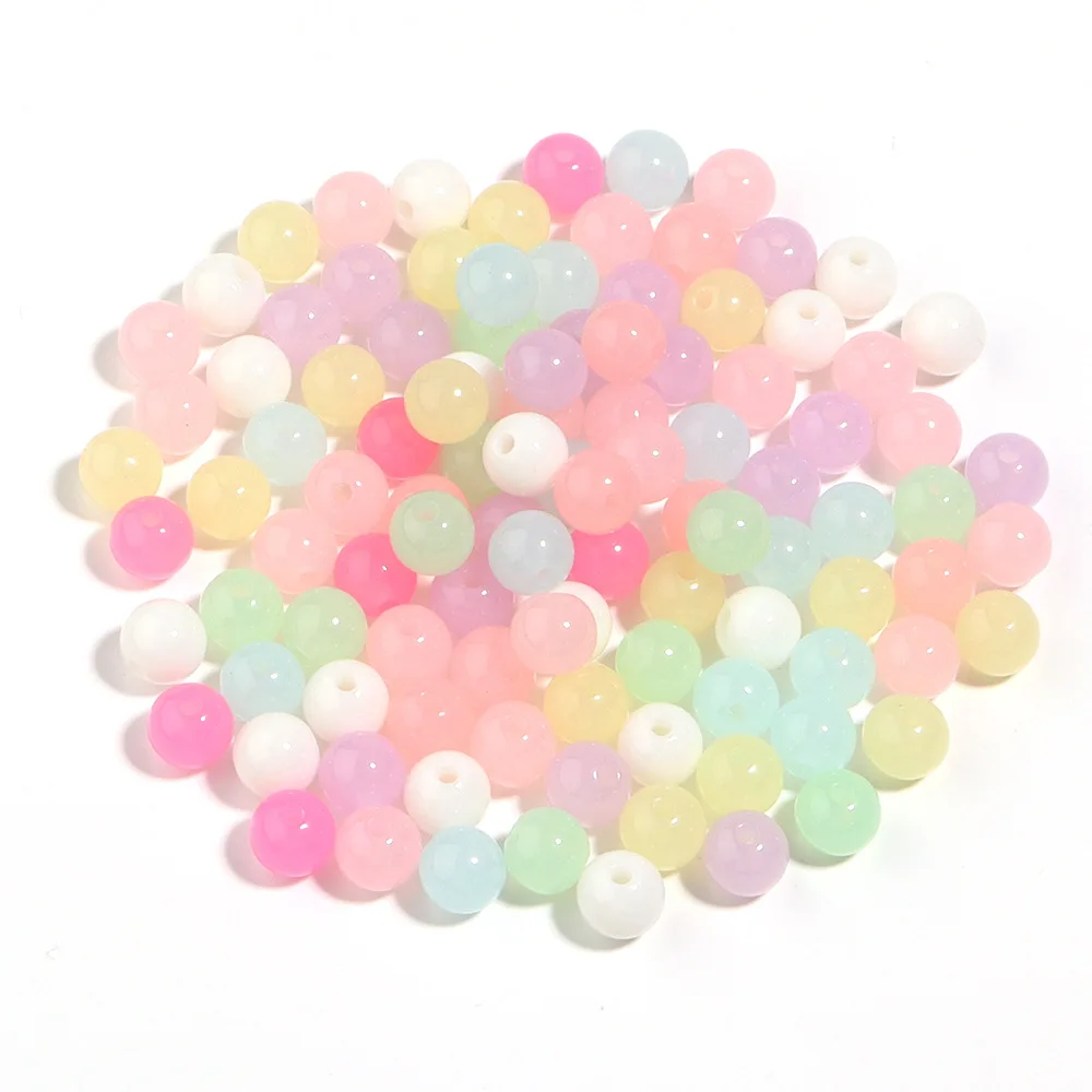 200/500 قطعة لون الحلوى الاكريليك الخرز 4/6/8 مللي متر الجولة فضفاض خرزة مباعدة لصنع المجوهرات سوار يدوي الصنع قلادة اكسسوارات #5