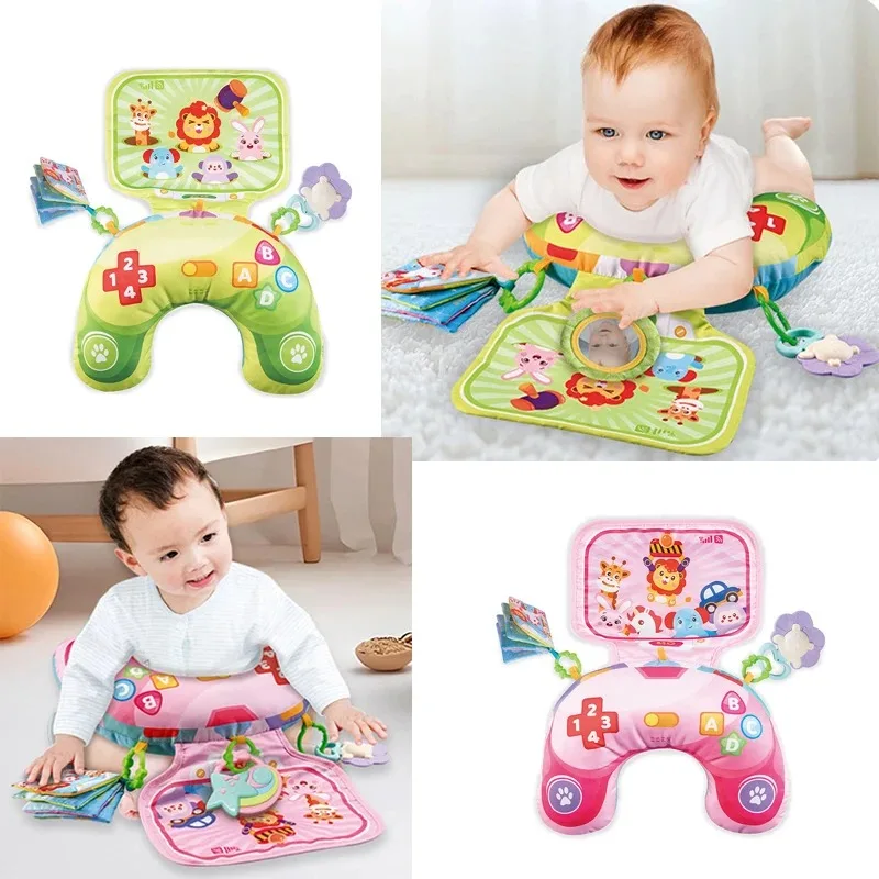 وسادة الطفل وقت البطن لعبة مونتيسوري عالية التباين اللعب الحسية الوليد رئيس متابعة التدريب وسادة عضاضة خشخيشات 0 6 12 شهرا