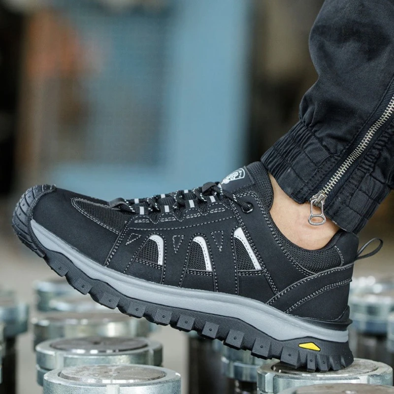 

Steel Toe Work Shoes for Men Women anti puncture construction safety shoes non-slip work sneakers black protective work boots