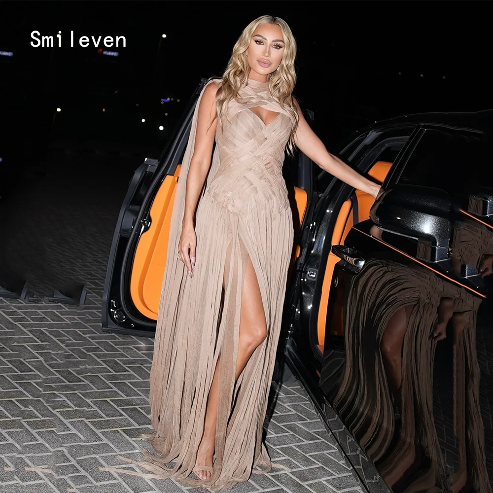 

Smileven Luxury White A Line Prom Dress Irregular Halter Party Gowns Shabby Style Formal Occassion Dress Customized 2026