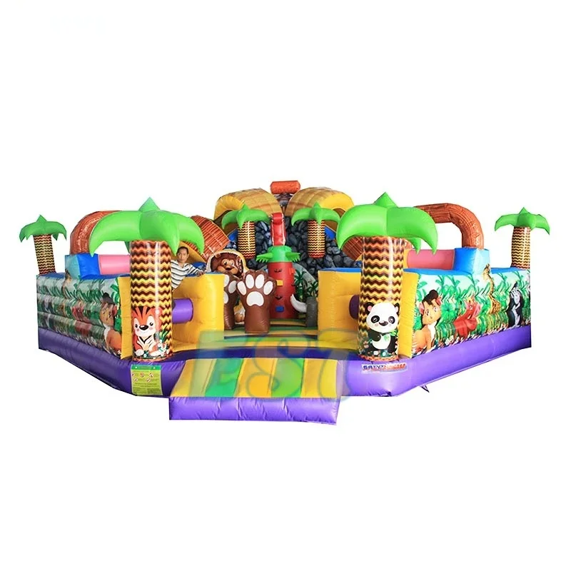 Wholesale Kid Giant Obstacle Castle PVC Large Outdoor Inflatable Bounce Jumping Castle Slide Combo Animal Zoo Bouncy Castle