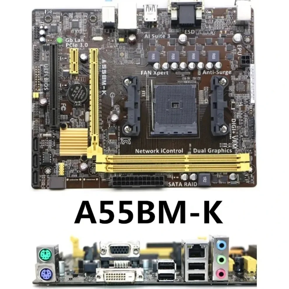 Used For ASUS A55BM A68HM A78M A88XM A E K F PRO PLUS USB3.1 FM2 + main board   (store code: 0740)