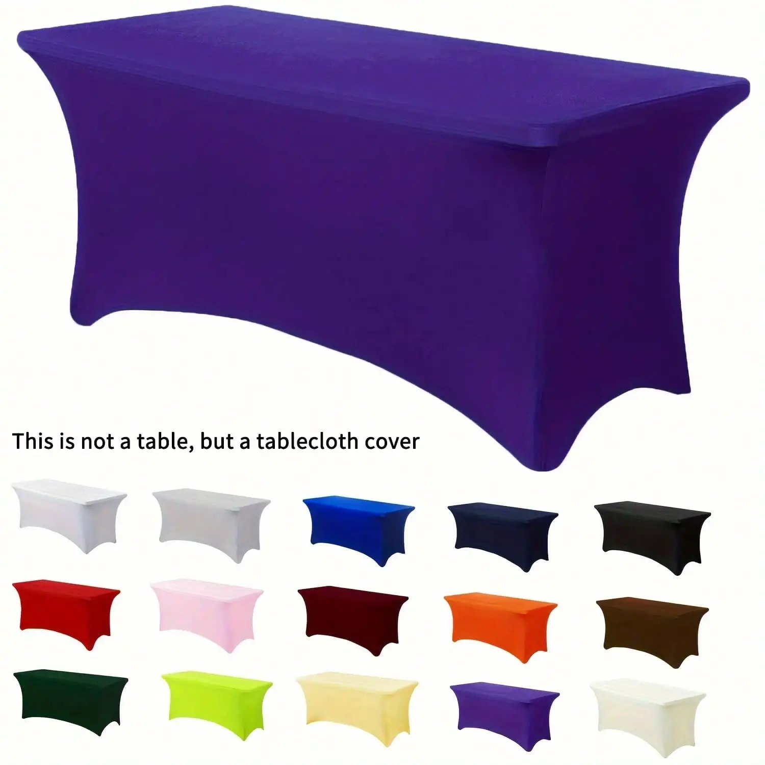 

Stretchable Solid Color Polyester Table Cover, Wrinkle-Resistant & Washable for Events, Parties, Outdoor Use