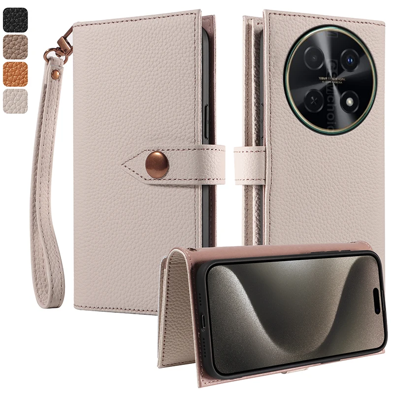 

Многофункциональный чехол-бумажник из 100% натуральной кожи с отделением для карт для Huawei nova 12 SE Pro 12i 12s, противоударный чехол с магнитной кожей