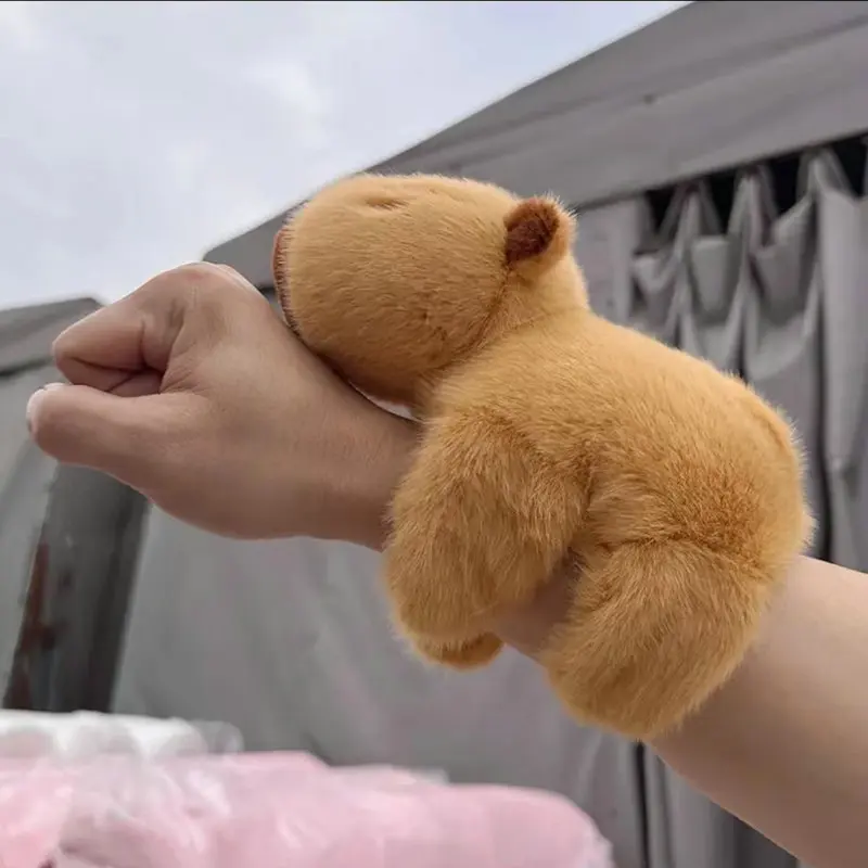 22cm Capybara Animal Slap Snap Wrap Wristband Bracelet Capybara Plush Hand Ring Wristband Kids Toys Birthday Elegant Present