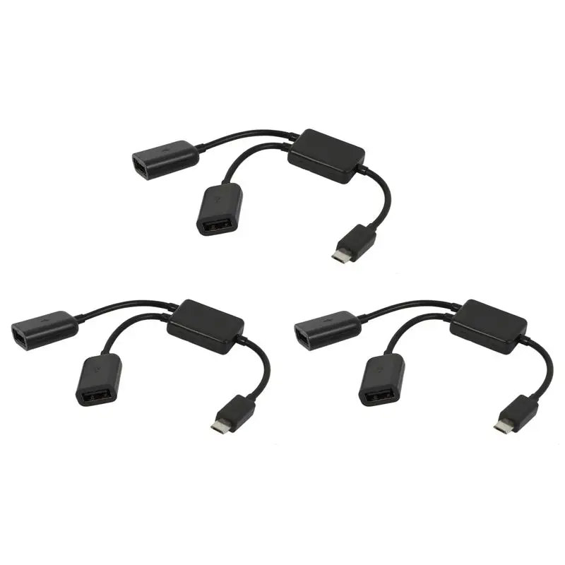 

M51K-3X Micro-USB Host Cable,Micro-USB Male To 2X Type A Dual USB Female OTG Adapter Converter Hub For Android Tablet Pc