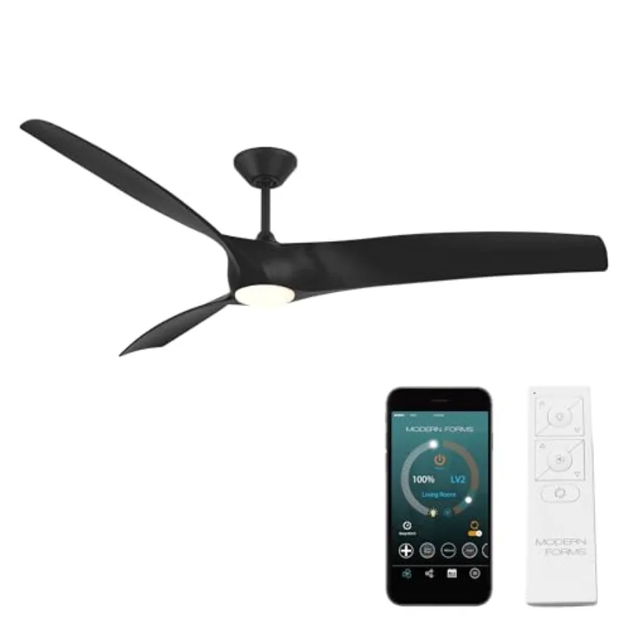 

Zephyr Indoor or Outdoor 3-Blade 72in Smart Ceiling Fan in Matte Black with Adjustable CCT LED Light Kit, Remote, Alexa App Con
