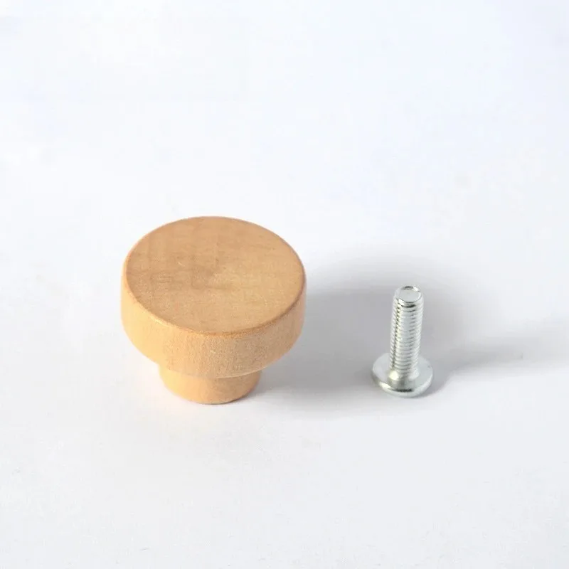 2pcs Custom Simple Solid Wood T‑Bar Pull Handle Natural Wood Color Single Hole for Cabinet Drawer Wardrobe Door