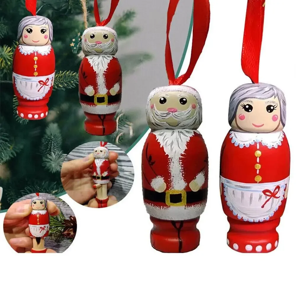 Christmas Novel Wood Holiday Hanging Funny Santa Ornament Party Decors Christmas Tree Decoration