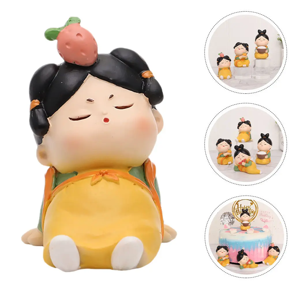 

Suit Lady Resin Statue Ornament Chinese Style Desktop Garden Dollhouse Easter Cake Decor Creative Home Office Decor Gift