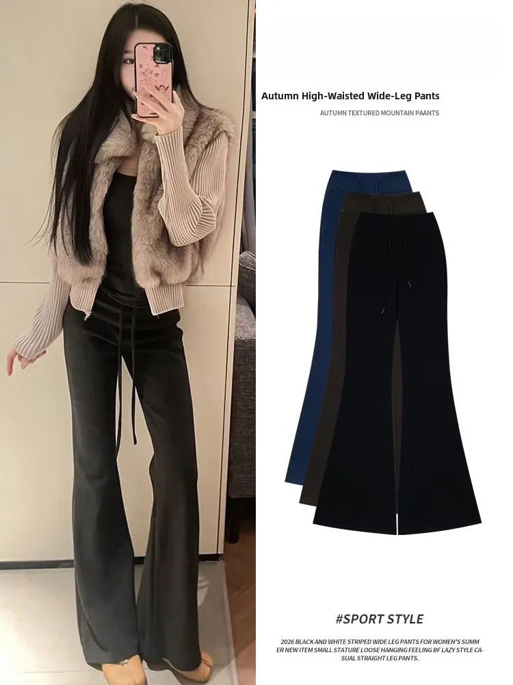 

High Waist Flared Yoga Pants Women's Bla Spor Casual Trousers Unique Korean Sle Spring Autumn New Arrival Slimming