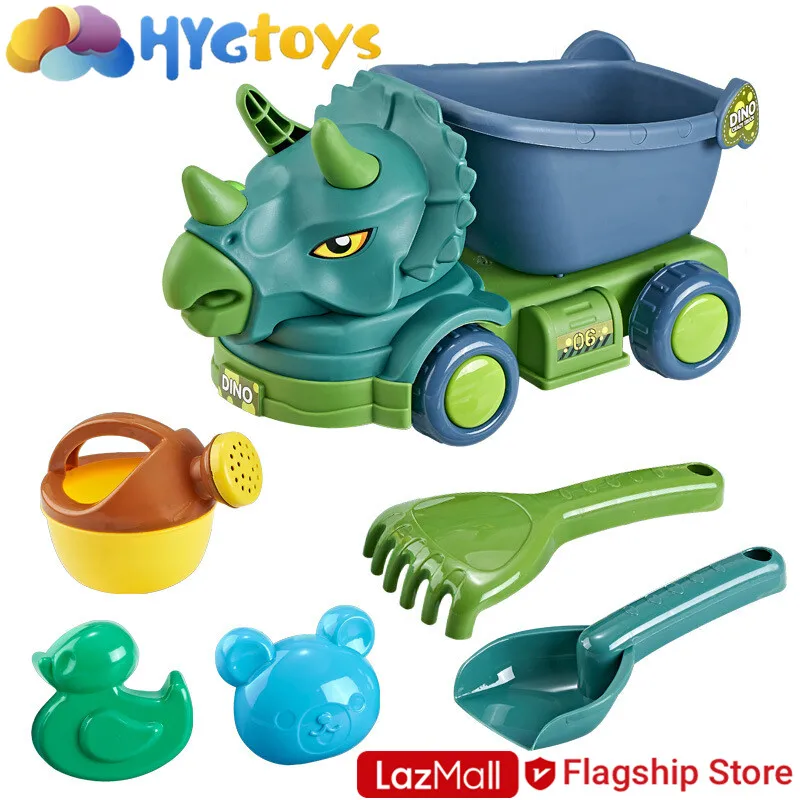 Summer Seaside Beach Toy Engineering Car Set Baby Beach Game Toy Dinosaur Beach Car Digging Sand Shovel Toy Tool Baby Bath Toys