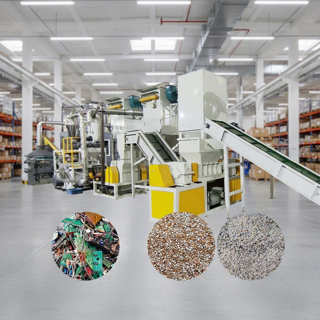 Industrial Grade Printed Circuit Board Recycling Plant High Copper Yield Large Capacity E Waste Circuit Board Recycling Line