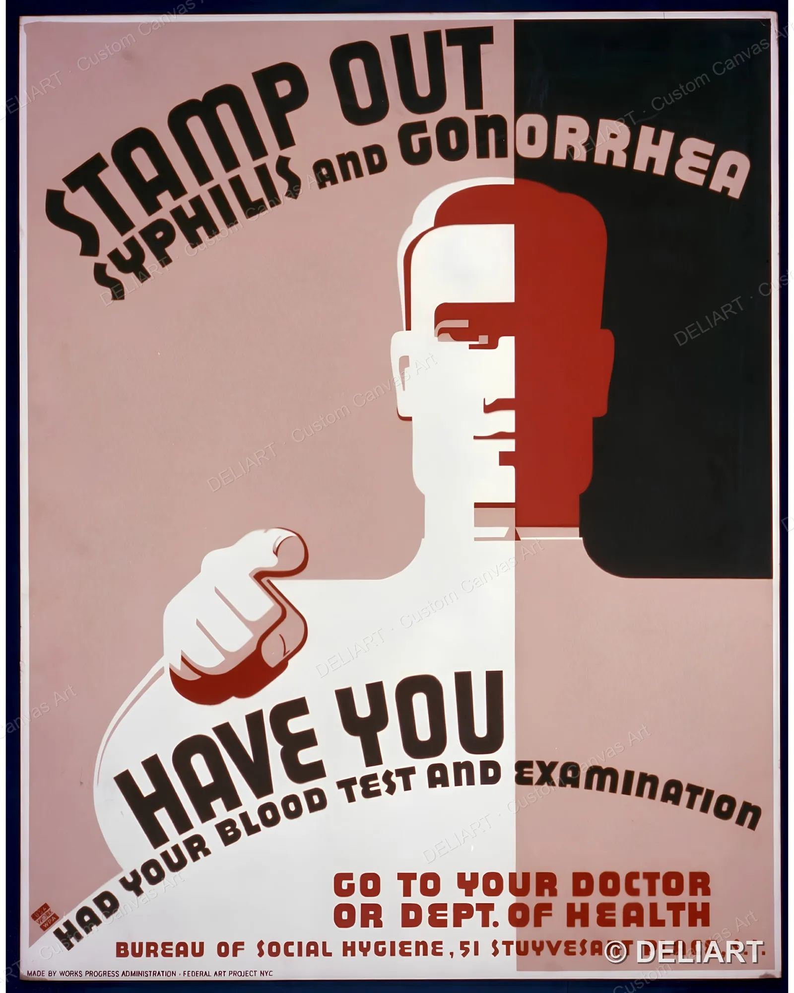 Stamp out syphilis and gonorrhea Have you had your blood Vintage WPA Public Health Canvas Wall Art Poster Print Unframed
