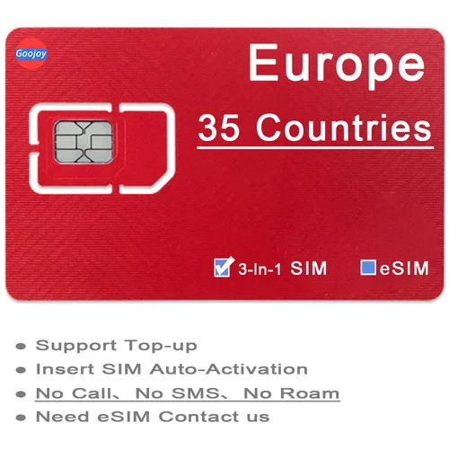 유럽 D 데이터 심/eSIM 카드, 오스트리아, 에스토니아, 벨기에, Finland, 프랑스, 서스페인, 스웨덴, 스위스, 재결합, 지브롤터, 영국 데이터 심 카드  Best5