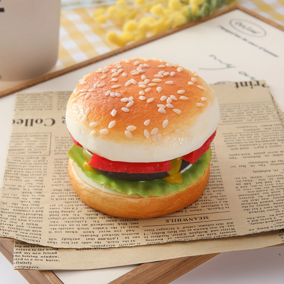 Hamburguesa Artificial, hamburguesa falsa, modelo de escena de cocina, pan, carne, comida, juego de carne, accesorios de tiro, decoración del hogar
