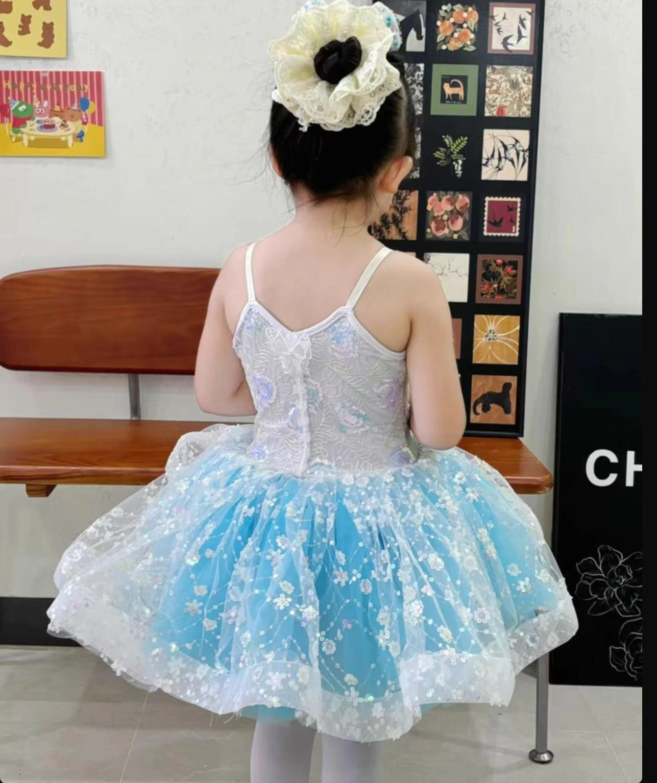 أطفال فستان الباليه سبعة ألوان الفتيات الأطفال الترتر فستان الأميرة الباليه توتو راقصة الباليه حفلة ملابس رقص فستان الباليه