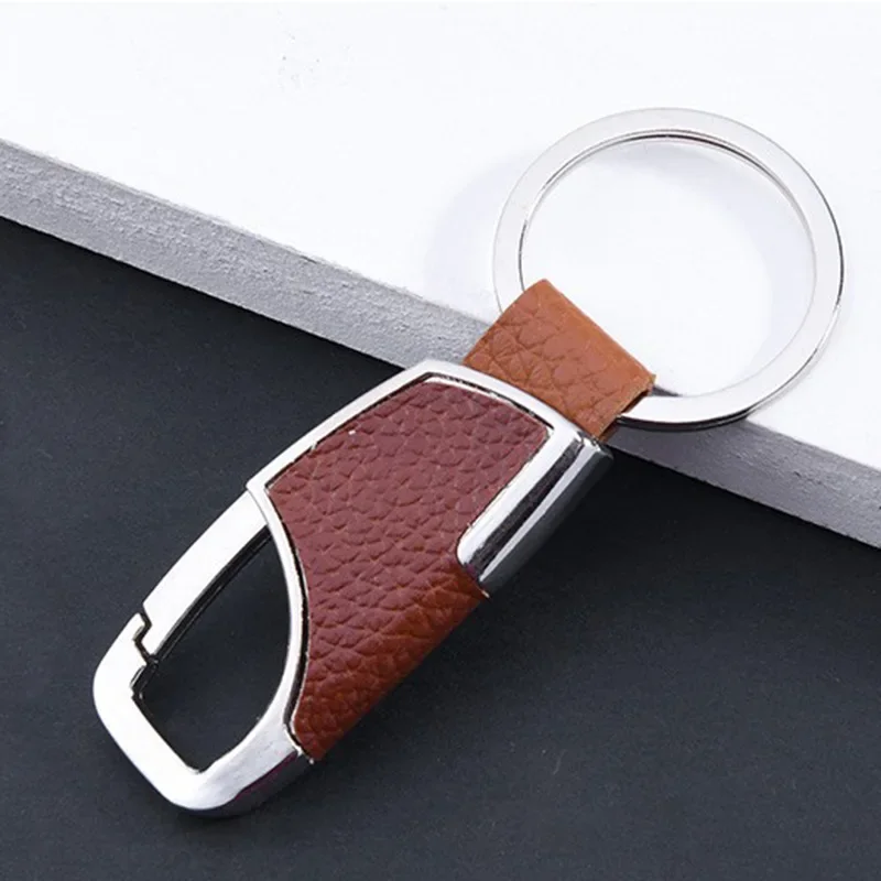 1/2pcs PU Leather Keychain Anti-Lost Business Heavy Duty Metal Car Keyrings Simple Waist Hanging Keys Holder For Boyfriend Gifts