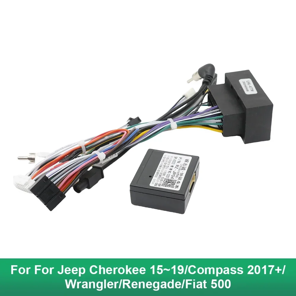 Car 16pin Android Wiring Harness USB Cable With Canbus For Jeep Cherokee 15~19/Compass 2017+/Wrangler/Renegade/Fiat 500