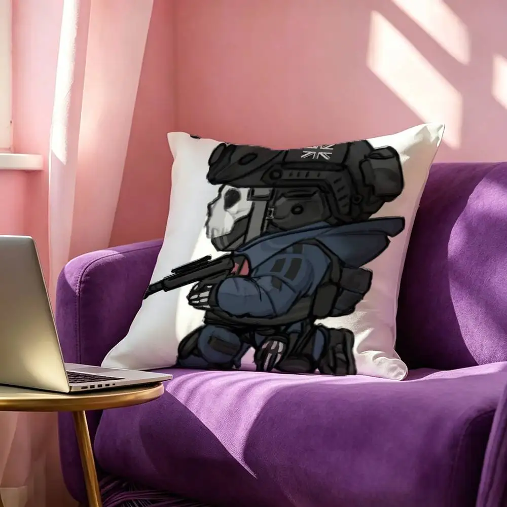 C-Call of D-Duty Ghost Chibis Pillow Case Square Double-Sided Sofa Cushion Cover Bedroom Bedside Pillow