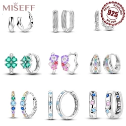MISEFF Earrings For Silver 925 Fashion Four-leaf clover Earrings Cubic Zircon Ear Studs Silver 925 Original Jewelry Gifts