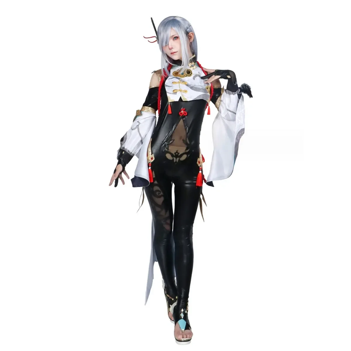 

Shenhe Cosplay Game Genshinimpact Costume Shenhe Jumpsuit Wig Shen He Game Battle Suits Cosplay Anime Outfits Game Costume