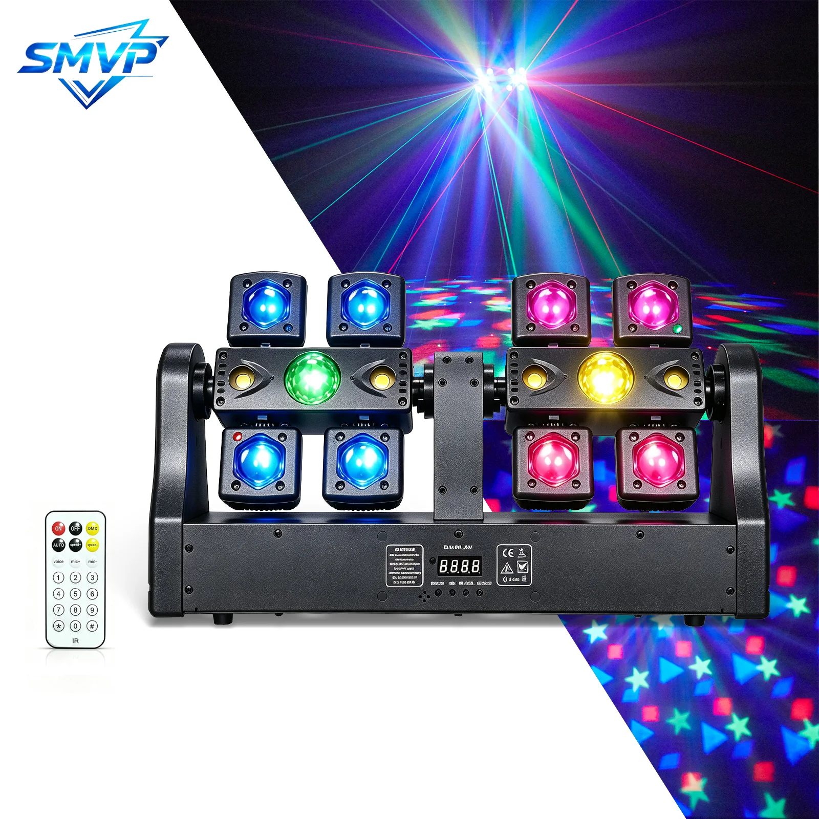 8x10W RGBW Spider Moving Head Beam Light With Magic Ball RG Laser DMX512 Strobe Effect Light For Disco Party Club Bar Wedding
