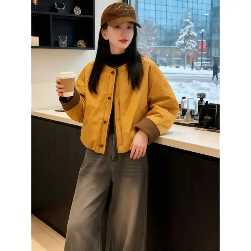 

Модные женские утепленные парки 2026: Новая теплая хлопковая куртка в корейском стиле, короткая верхняя одежда для женщин