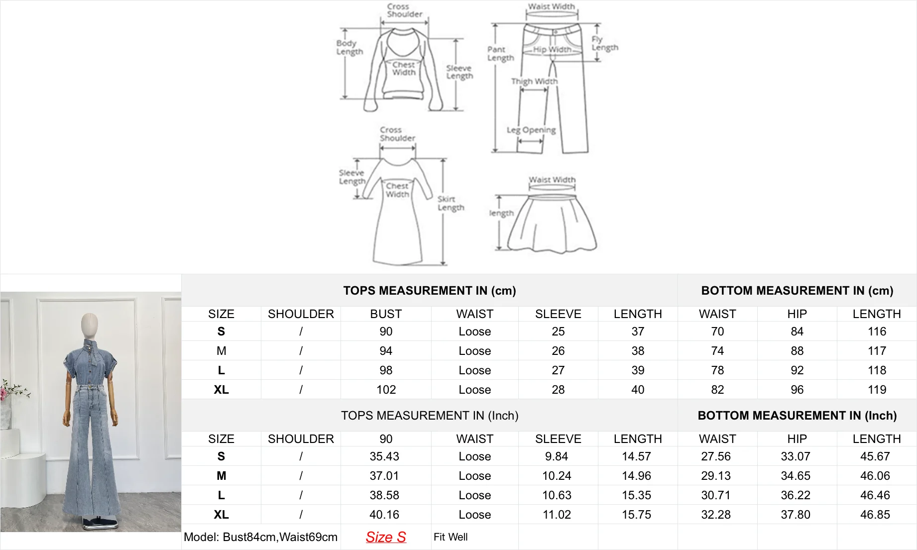 Elegancka, granatowa bluzka z krótkim rękawem i wstążką, wykonana z denimu, nowość 2025