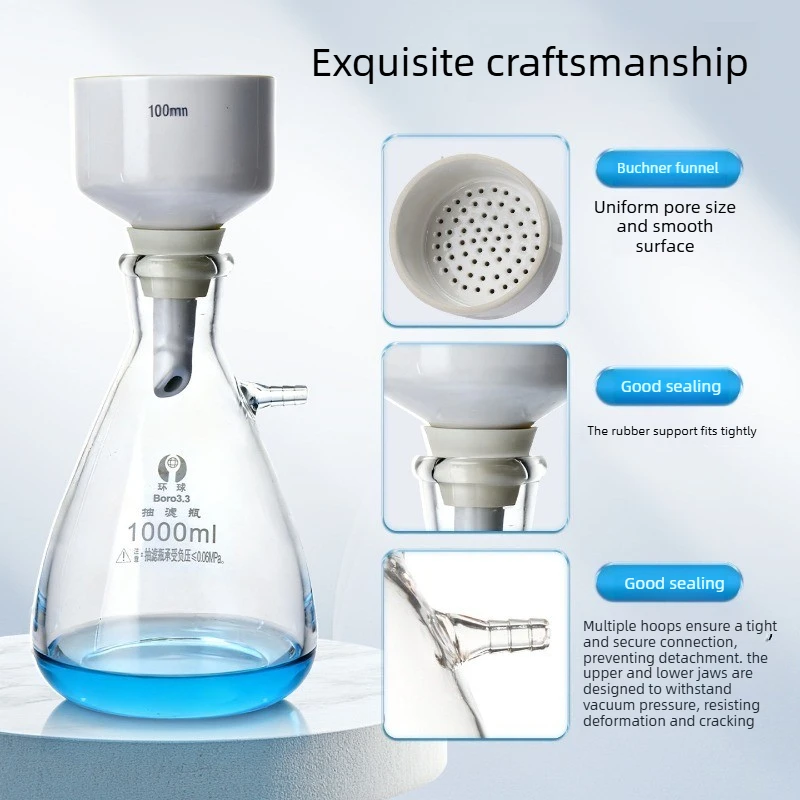 

500ml Suction Flask with 100mm Buchner Funnel Heavy Wall Glass Lab Filtration Kit Chemistry