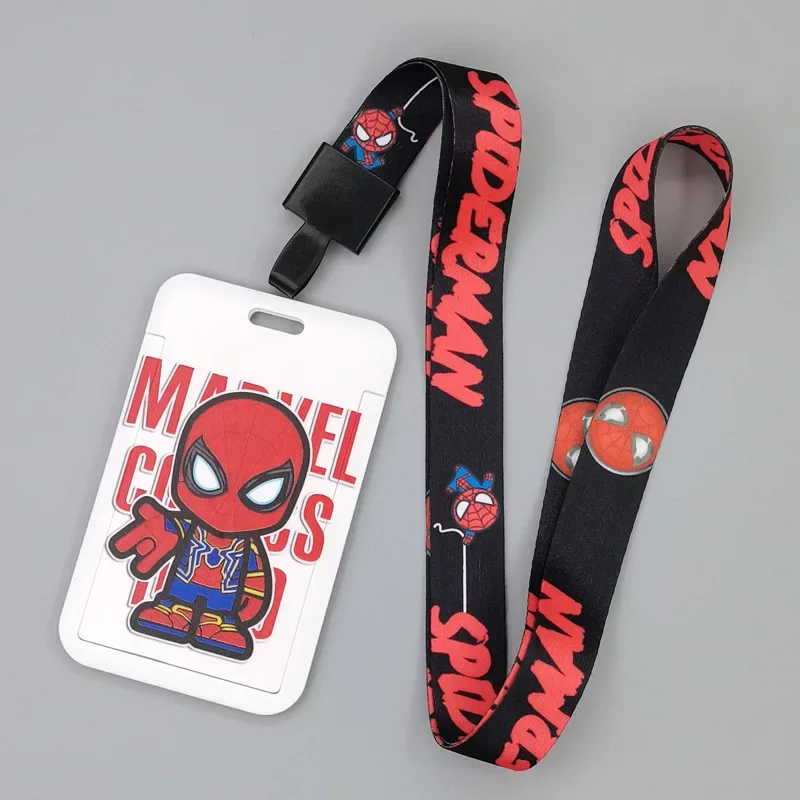 Disney Spider Man Card Holder Cartoon Keychain Pendant Student Campus Wear Neck Student Badge Card Protector for Kids Gift