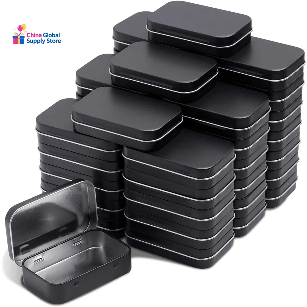 Metal Rectangular Empty Hinged Tins Mini Portable Box Containers Small Storage Kit Home Organizer for Storage Drawing Pin Candy