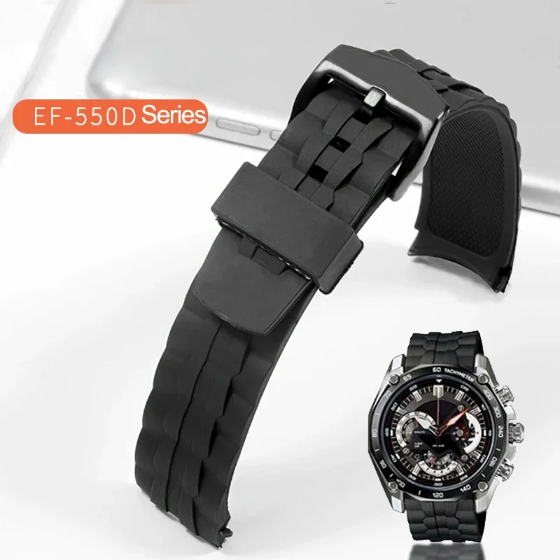 

Rubber Watch Band For CASIO EDIFICE Series EF-550d / PB EF-523 Black Silicone Bracelet Men's Watch Strap 22mm