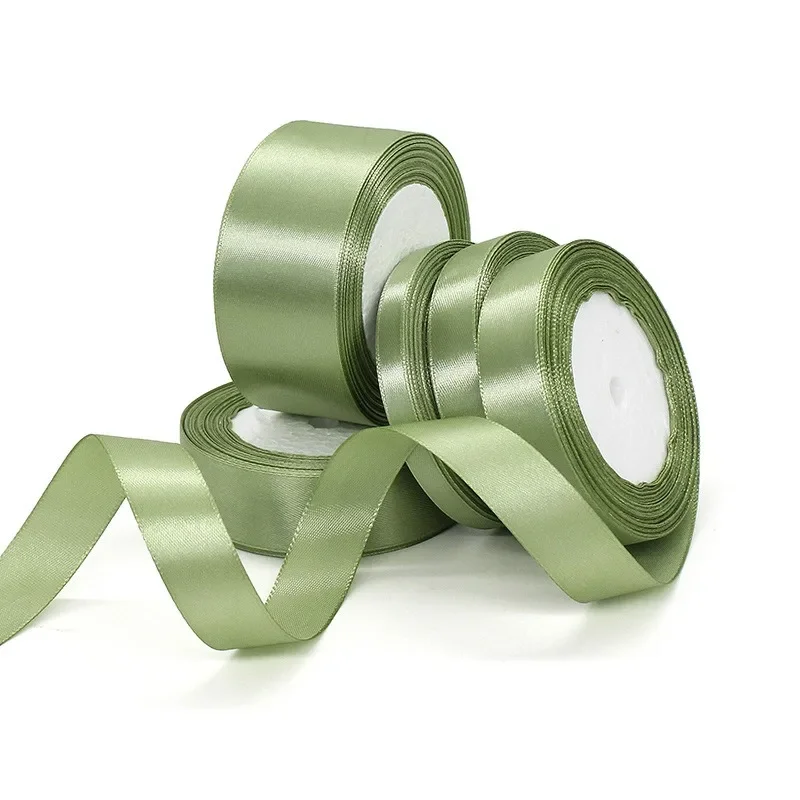 Sage Green Satin Ribbon 25 Yards Light Green Ribbon for Gift Wrapping Flower Bouquet Crafts Wedding Party Home Decoration