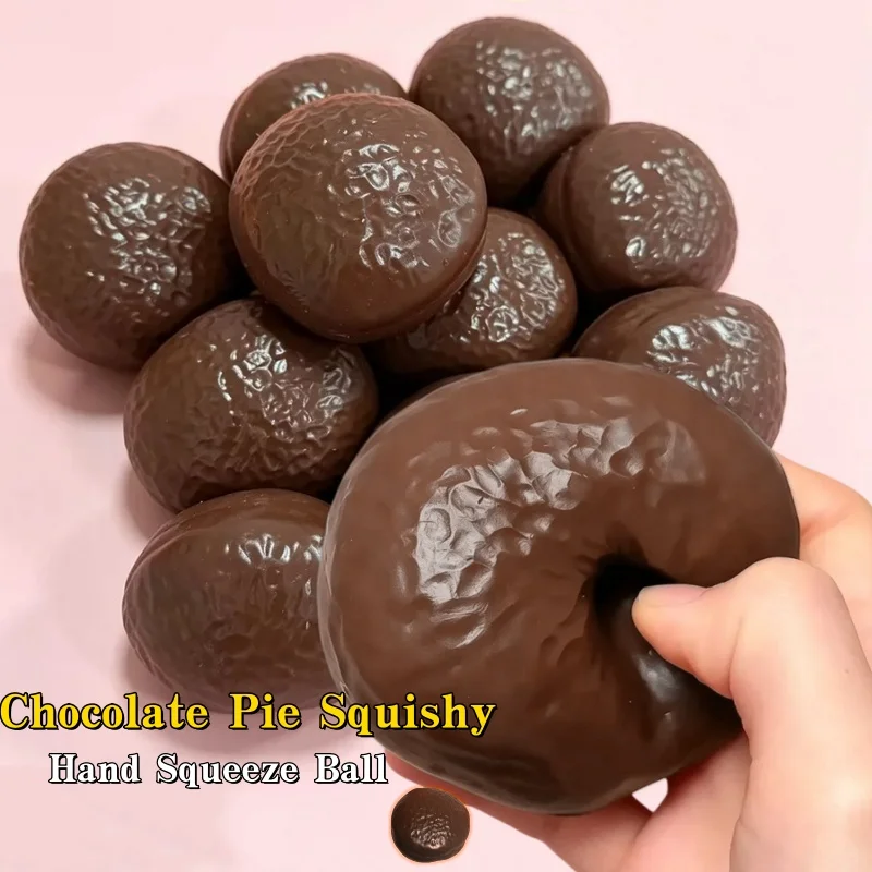 Simulated Chocolate Pie Squishy Toy Crispy Sound Handmade Stress Relief Ball ASMR Sensory Novelty Desktop Gadget Gift For Adults