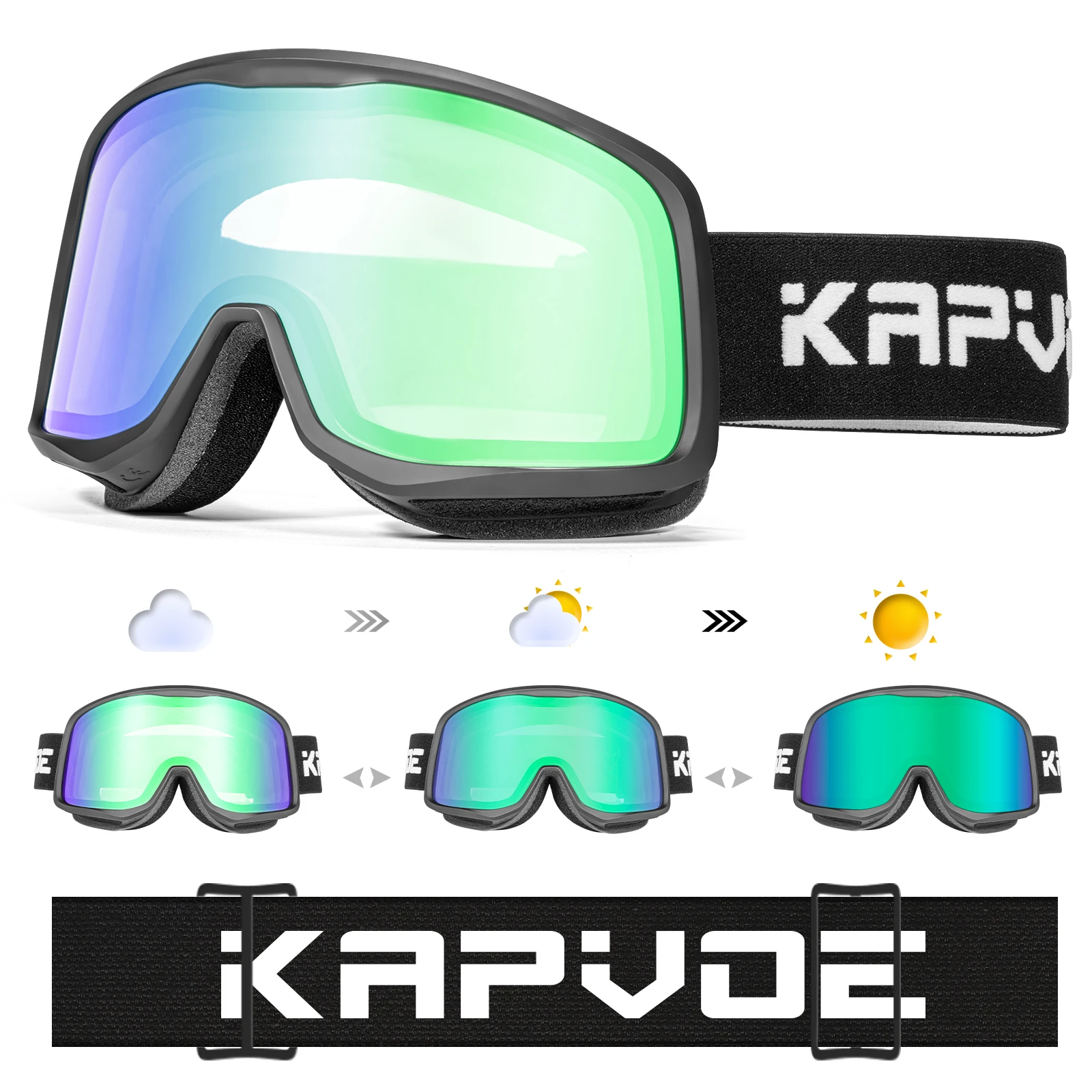 KAPVOE スキーゴーグル マグネット式フリップアップレンズ付き 曇り