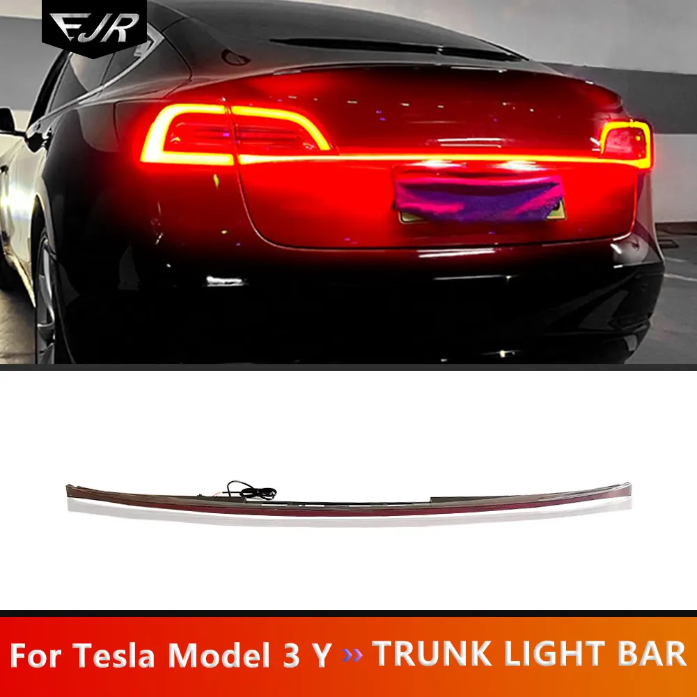 For Tesla Model 3 Y Through Taillight Flowing Dynamic Turn Brake Rear Tail Trunk Light Bar Auto Lamp Accessory