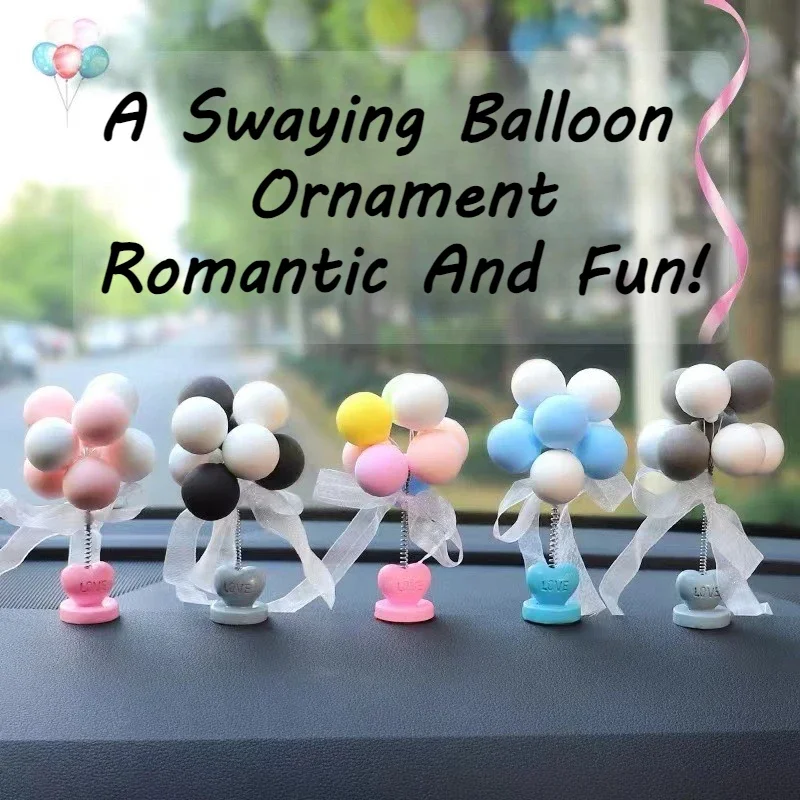 2PC Car Mounted Romantic Spring Confession Balloon Center Console Ornament Lovely Personality Interior Originality Love Festival