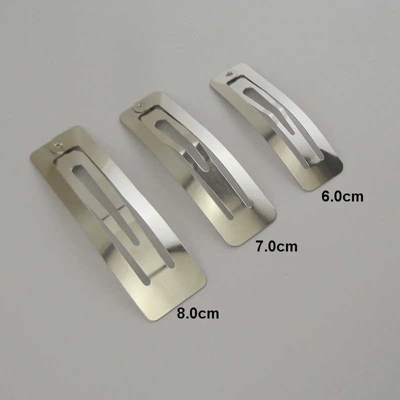 30~100PCS 2cm 3cm 4cm 5cm 6cm 7cm 8cm Silver Rectangle Metal Snap Hair Clips for DIY Kids Hair Accessories Plain Large Hairpin