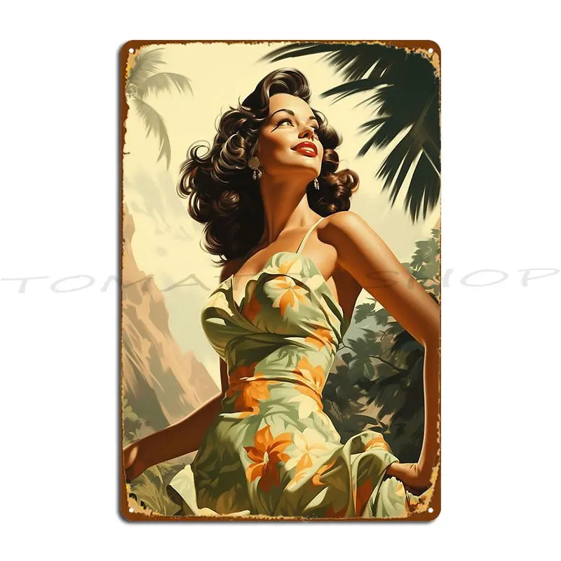 A Vintage Girl Metal Plaque Poster Create Cinema Printing Cave Iron Tin Sign Poster