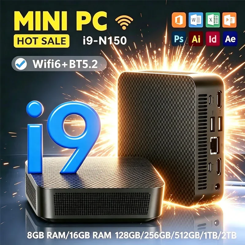 2026 Mini PC Intel Core I9 N150 Portable Computer Gaming PC 16GB 32GB RAM 1TB SSD Office Wifi 6 BT5.2 PC Hot Sale