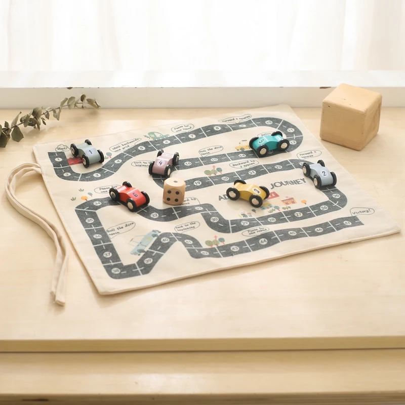 35*31cm montessori Spielzeug Baby Auto Verkehr Straßenkarte Leinwand Desktop-Matte Spiel Holzauto Eltern-Kind-Interaktion Kind Bildung Geschenk – Detail 7