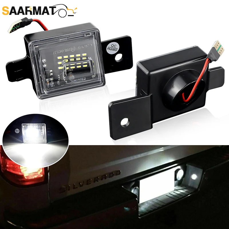 

2pcs LED Car License Plate Lights for Chevrolet Silverado GMC Sierra 1500 2500HD/500HD 3500HD 2014-2022-Tag Tail Number Lamp Kit