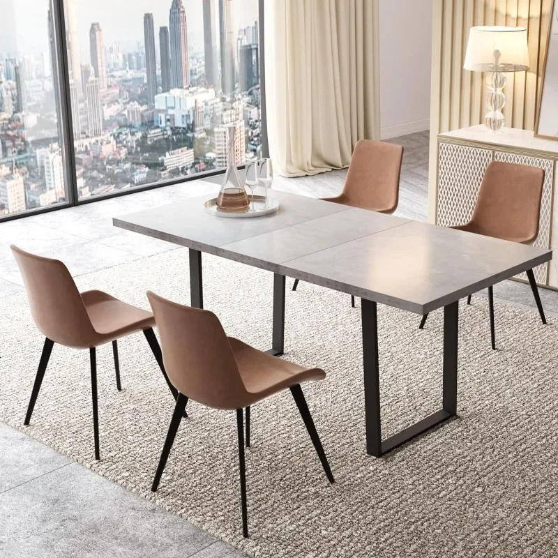 

Dining Table Set for 4-6 People Kitchen Dining Room Table Set Extendable Wood Dining Table and 4 Upholstered Chairs， 51"-67"